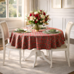 Okrągły obrus w szkocką kratę Red Tartan - obrazek 2