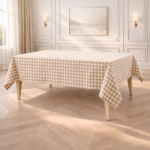 Obrus w drobną kratę Beige Gingham - obrazek 2