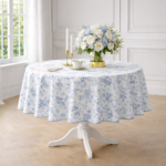 Okrągły obrus w stylu francuskim Toile de Jouy Blue - obrazek 2