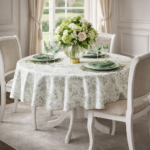 Okrągły obrus w stylu francuskim Toile de Jouy Green