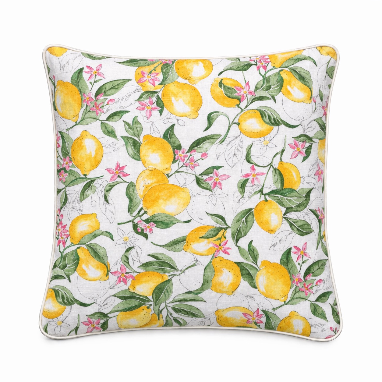 Poszewka Lemonade kwadrat 45x45 zdjęcie główne Poszewka z motywem cytryn Lemonade – 45 × 45 cm - obrazek 1