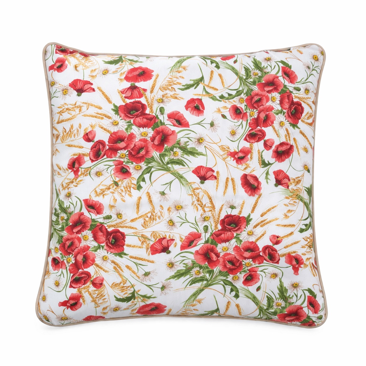 Poszewka Poppy kwadrat 45x45 zdjęcie główne Poszewka z motywem maków Poppy – 45 × 45 cm - obrazek 1
