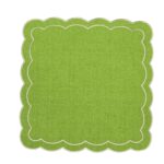 Haftowane zielone serwetki o kwiatowym kształcie Lime Petali Roseberry Home