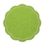 Haftowane zielone podkładki o kwiatowym kształcie Lime Petali Roseberry Home
