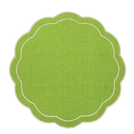 Haftowane zielone podkładki o kwiatowym kształcie Lime Petali Roseberry Home