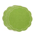 Haftowane zielone podkładki o kwiatowym kształcie Lime Petali Roseberry Home