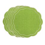 Haftowane zielone podkładki o kwiatowym kształcie Lime Petali Roseberry Home