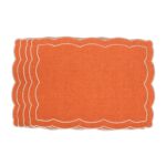 Pomarańczowe haftowane podkładki z falistym obrzeżem Orange Onde Roseberry Home - zestaw 4 sztuk