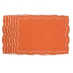 Pomarańczowe haftowane podkładki z falistym obrzeżem Orange Onde Roseberry Home - zestaw 6 sztuk