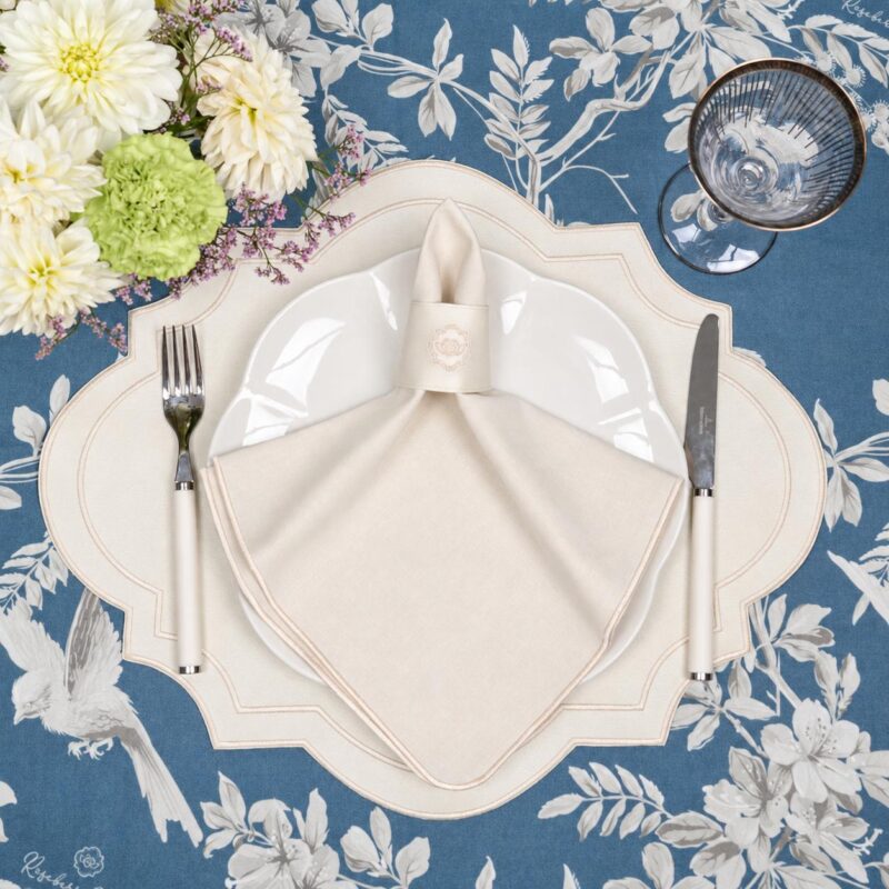 Zestaw serwetka Sotto Voce Porcelain z podkładką i obrączką Heritage Ivory