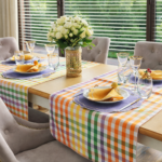 Poszewka dekoracyjna w kolorową kratę Rainbow Gingham  – 40 × 60 cm - obrazek 4