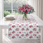 Dwustronny bieżnik z motywem kwiatowym Rose Garden & Stripes – 50 × 150 cm