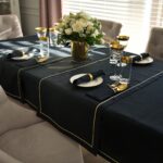 Lniany bieżnik Royal Black Goldenline – 50 × 150 cm - obrazek 5
