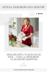 E-book „Sztuka dekorowania stołów. Moja recepta na elegancki stół czyli 30 sposobów złożenia serwetki”.