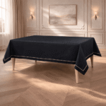 Lniany obrus Royal Black Goldenline - obrazek 2
